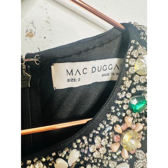 MAC DUGGAL 93925 Black Mutlicolored Beaded Sequin Long Sleeves Formal Dress sz 2 - Picture 9 of 16